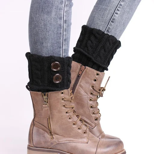 Title 5, Button twist knit socks for women, cozy and war...