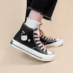 Cute Printed Canvas Shoes Women's High Top Black Casual. Comfortable and stylish everyday footwear, perfect for adding a — photo 1