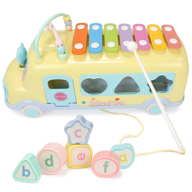Title 5, Multifunctional Puzzle Bus Knocking Piano Percu...