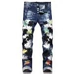 Heren Slim Jeans met Contrast Patches Moderne Stijl Slanke Pasvorm Comfortabel en Modieus Perfect voor een Casual Look en Gemakkelijk te combineren — foto 5
