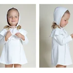 Saia de malha de algodão para bebê menina com capuz, macia e aconchegante. Ideal para manter sua pequena aquecida e estilosa, conforto garantido. — foto 8