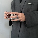 Anel Chama Óleo Gota Aço Titânio Vento Escuro. Design único, durável e com efeito de chama. Perfeito para um visual ousado e elegante. — foto 3