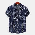 Camisa masculina manga curta com lapela e estampa xadrez, perfeita para um visual casual e elegante no verão. Conforto e estilo em uma só peça. — foto 8