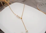 Corrente de clavícula Grace com pérolas de água doce para mulheres. Um toque de elegância atemporal para realçar seu visual e beleza natural. — foto 2