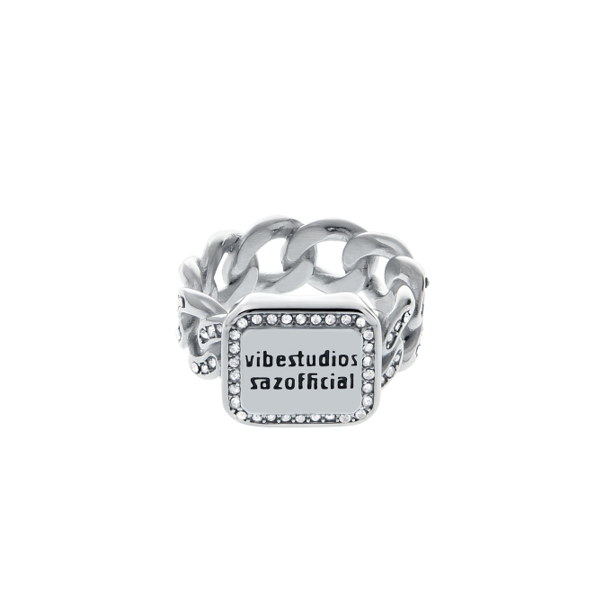 Anel Cuban Chain Hip Hop com Diamante. Adicione brilho e estilo ao seu visual. Um acessório marcante para um visual autêntico e cheio de personalidade. — foto 1