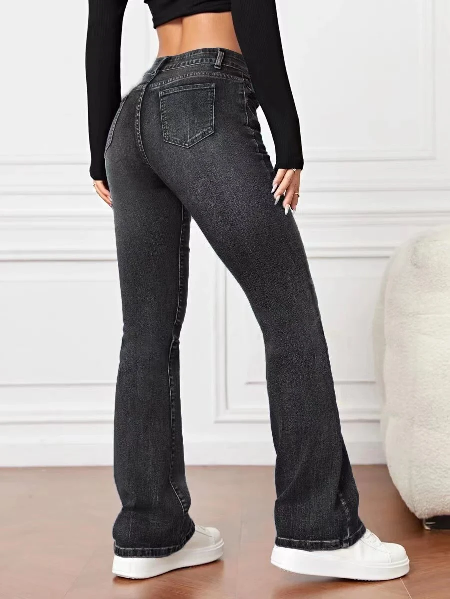 Title 2, Denim high waist bootcut broek, losse pasvorm e...