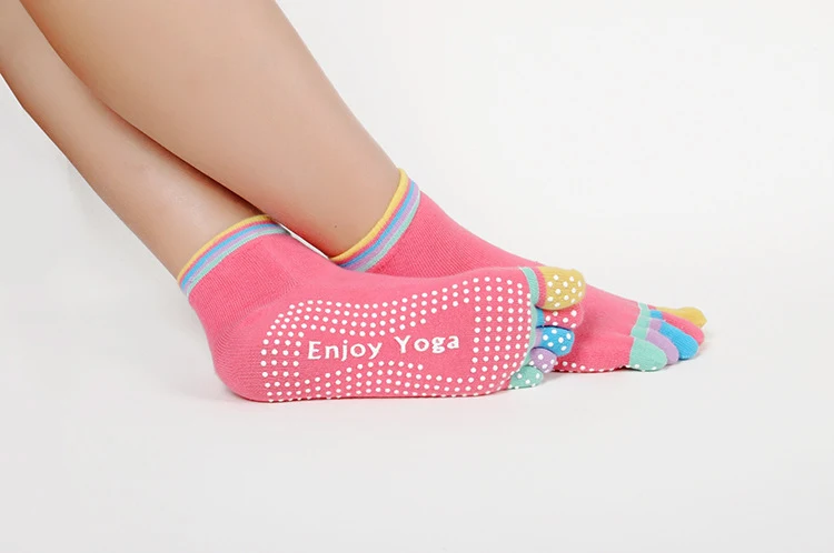 Ladies Non-Slip Cotton Yoga Socks With Heel providing comfort and grip. Ideal for yoga, pilates, and barre, ensuring a s — photo 2