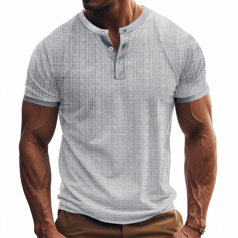 Breathable Casual Henley Shirt Top for ultimate comfort. Lightweight and stylish, perfect for everyday wear and warmer c — photo 1