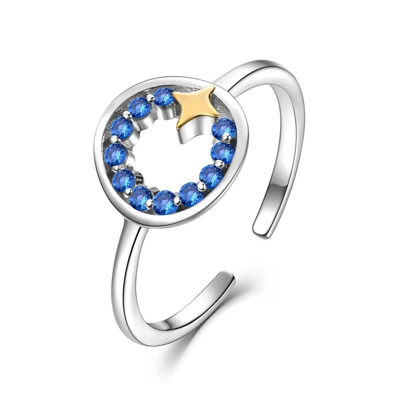 Anel feminino de estrela em prata esterlina 925, um acessório elegante e charmoso. Adicione um toque de brilho ao seu look. Presente ideal para mulheres. — foto 1