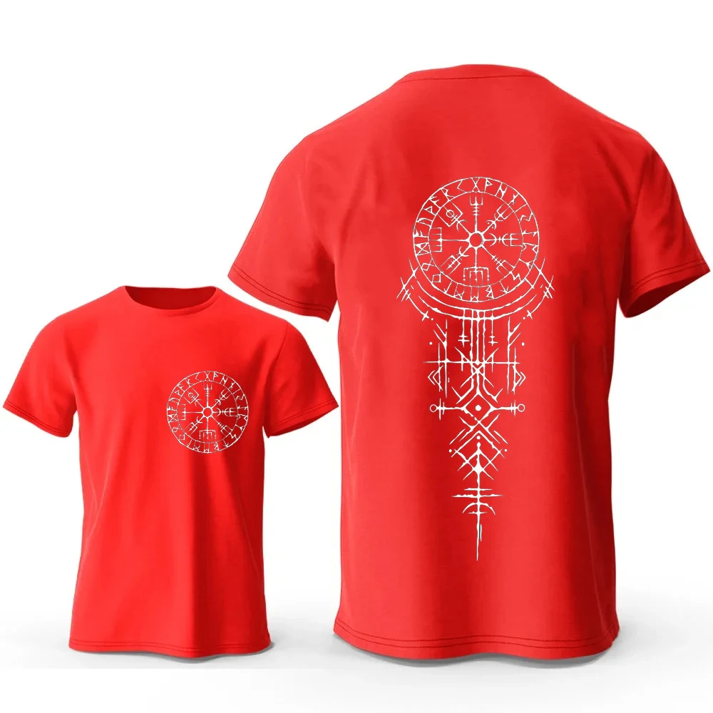 Viking Rune Compass Graphic Male T-shirt. Navigate your journey with this stylish tee, inspired by Norse heritage. A sym — photo 5