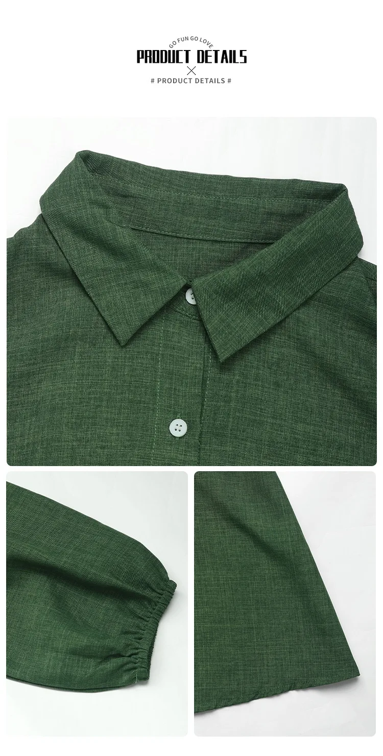 Title 7, New Women Turn-down Collar Green Long Sleeve So...