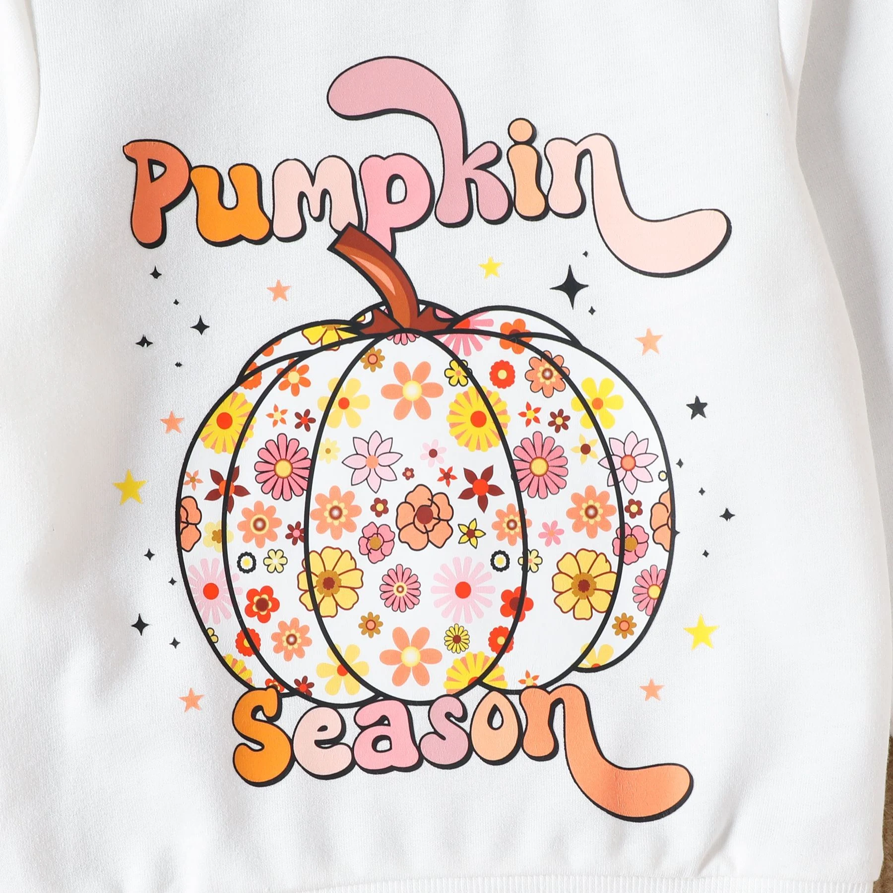 Conjunto Infantil com Suéter Manga Longa Estampa Abóbora e Calça Boca de Sino, Roupa Confortável para Crianças no Outono — foto 29