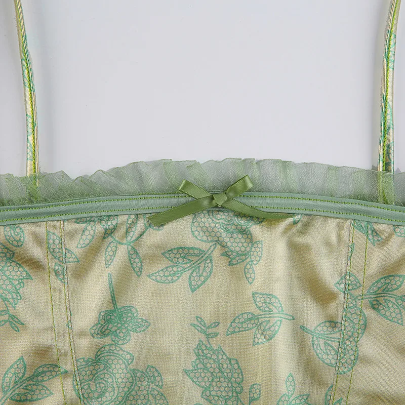 Title 7, Slim fit top met kanten rand, print, off should...