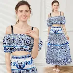 Summer boat neck off-the-shoulder short tube top high waist long skirt two-piece set, perfect for a stylish and comforta — photo 9
