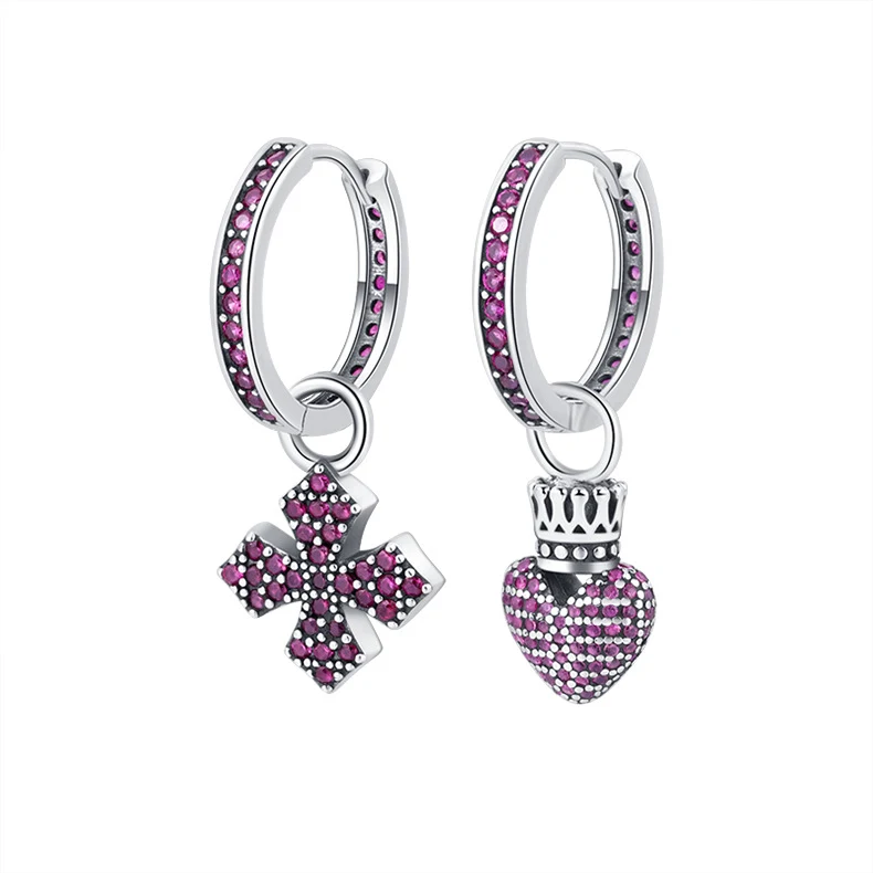 Title 5, Pendientes retro asimétricos de plata de ley S9...