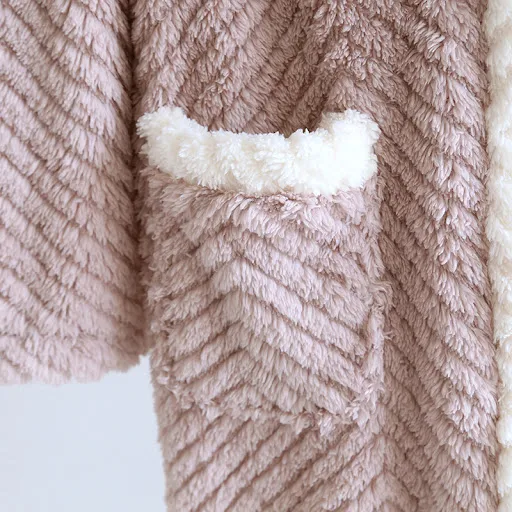 Title 7, Coral Velvet Night-Robe Winter Feminino lã de l...