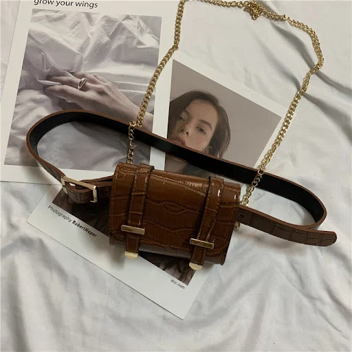 Title 3, Fashion Trend Belt With Chain Outside Pocket
