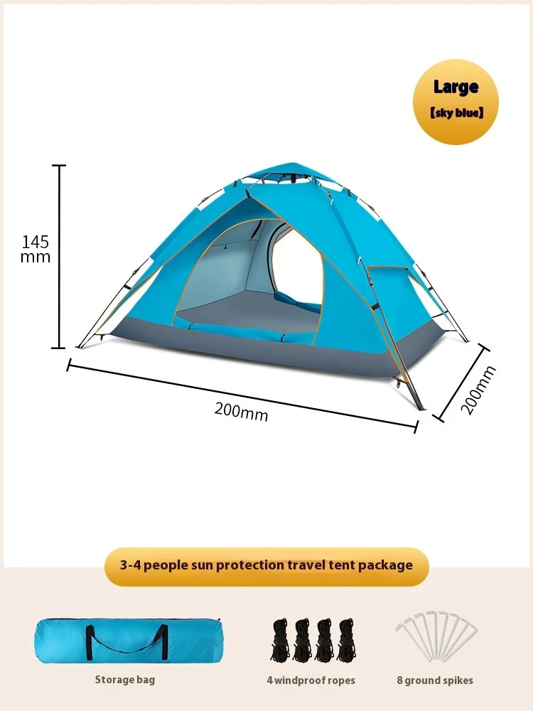 Double-layer Camping Tent for 3-4 People Oxford Cloth, providing spacious shelter, easy setup, and durability for your c — photo 5