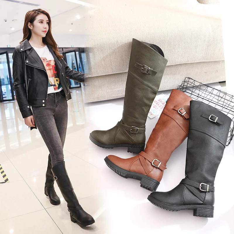 Botas de fivela de cinto de salto médio, perfeitas para combinar com tudo, elegantes e confortáveis para looks versáteis e estilosos. — foto 3