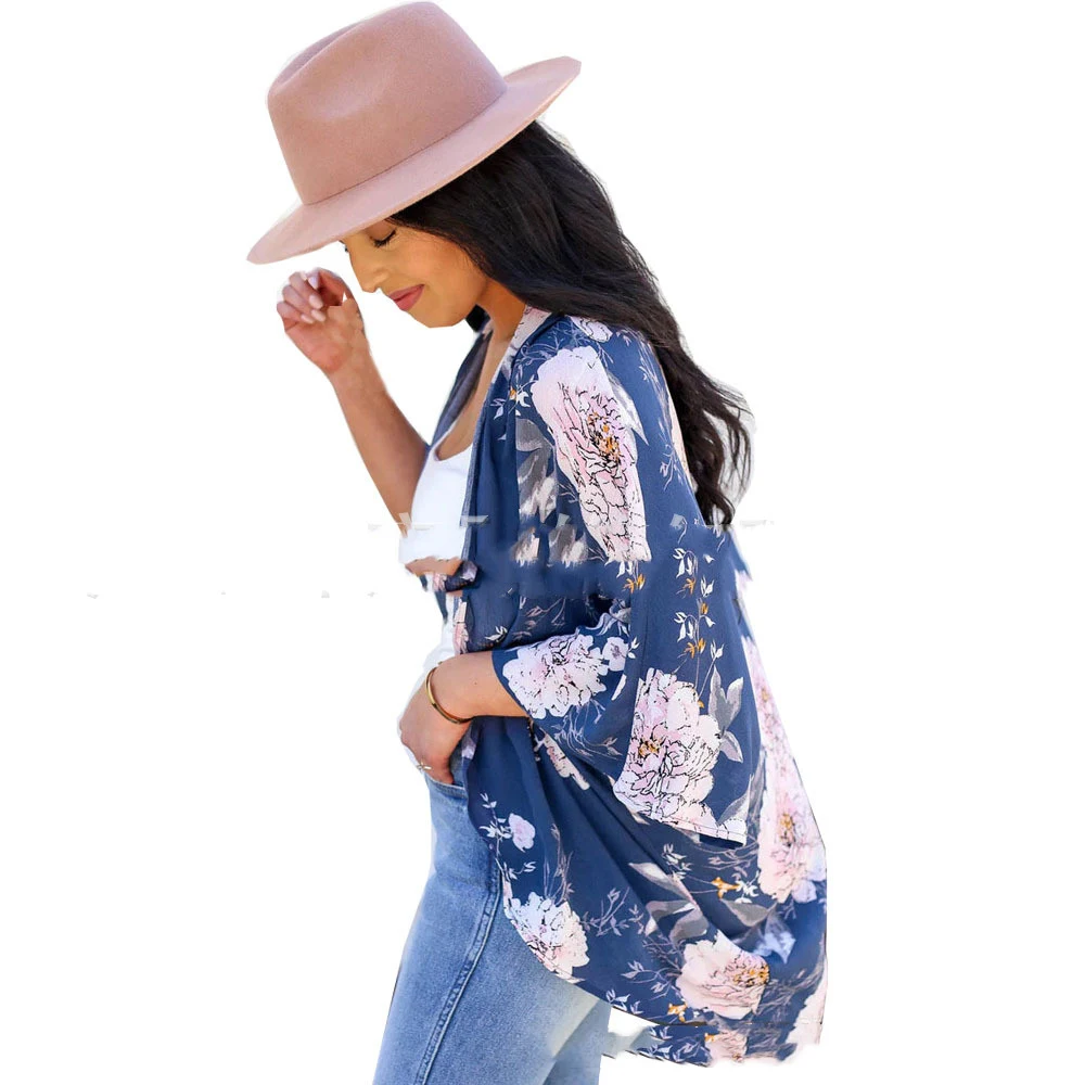Women's Long-sleeved Printed Chiffon Shirts Sun Protection Beach Blouse Lightweight and breathable summer wear — photo 5