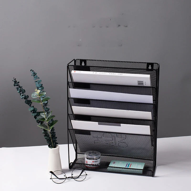 Title 3, Metal Mesh Wall Mounted Magazine File Rack for ...
