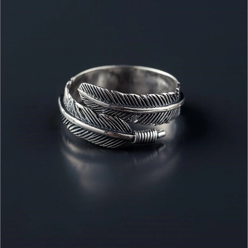Title 4, Anello piuma freccia vintage in argento thai, p...