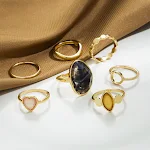 Anéis de junta com design clássico e estilo casal, conjunto de 7 peças com gemas, amor e elegância, joia ideal para casais. — foto 8