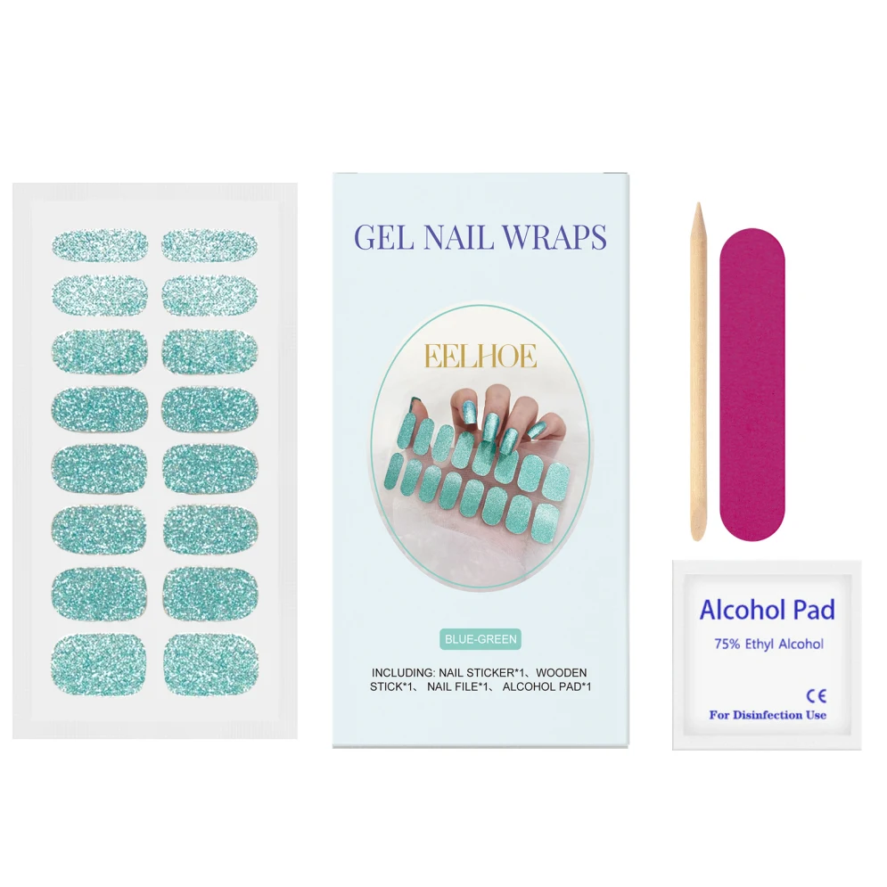 Soft Gel Nail Sticker Set Glitter Four Colors, easy application for stunning nails, no UV lamp needed for perfect manicu — photo 3