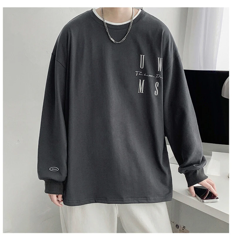 Men's Spring Long Sleeve T-shirt Hong Kong Style Leisure, a comfortable and stylish shirt, perfect for casual wear and e — photo 3