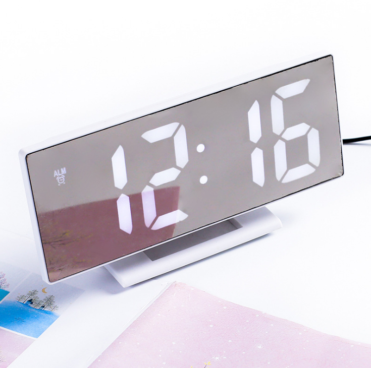 New Upgrate Digital Alarm Clock LED Mirror Clock Multifunction Snooze Display Time Night Led Table Desktop reloj despert — photo 1