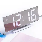 New Upgrate Digital Alarm Clock LED Mirror Clock Multifunction Snooze Display Time Night Led Table Desktop reloj despert — photo 1