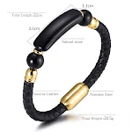 Pulseira masculina em estilo europeu simples, couro e aço inoxidável, acessório elegante e resistente para o homem moderno. — foto 3