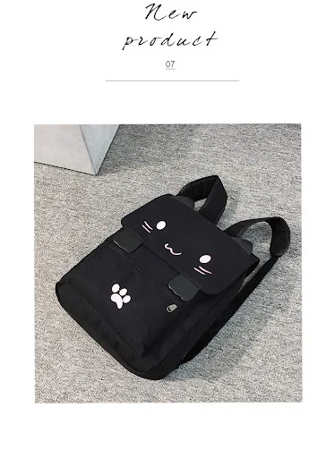 Title 15, Mochila de lona com estampa fofa de gato para e...