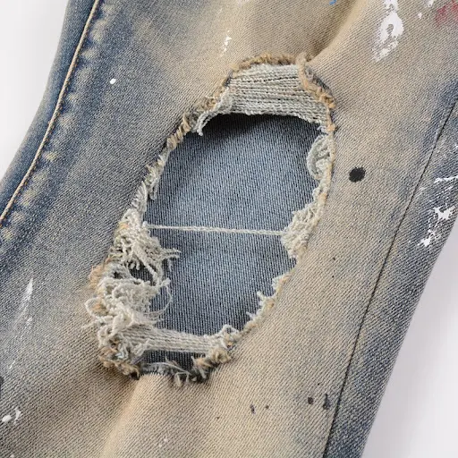 Title 15, Retro Large Ripped Paint Stretch Washed Jeans, ...