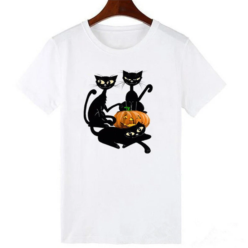 Camiseta de manga curta europeia e americana com estampa de pata de gato preto EBay — foto 8