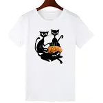 Camiseta de manga curta europeia e americana com estampa de pata de gato preto EBay — foto 8
