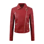 Women's PU Short Leather Oblique Pull Slim Motorcycle Jacket with Washed Leather Finish, a stylish and edgy outerwear op — photo 3