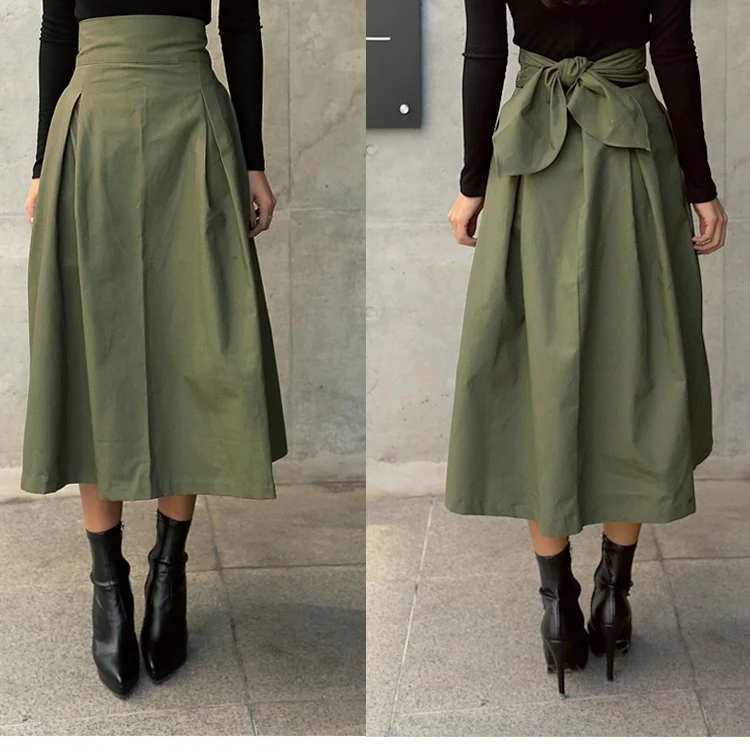 Saia longa A-line estilo guarda-chuva, Super Fire Bow, balanço amplo, cintura fina, perfeita para um visual elegante e feminino. — foto 7