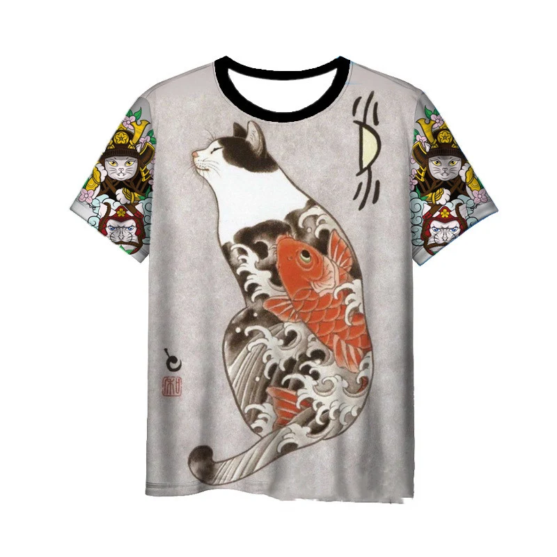 Title 6, Japanese Samurai Cat 3D Digital Printing Mens ...