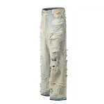Gewassen loose fit jeans met wijde pijpen, grote gaten, tooling-profiel, lint en houthakkerslook. Stoere en comfortabele stijl. — foto 10