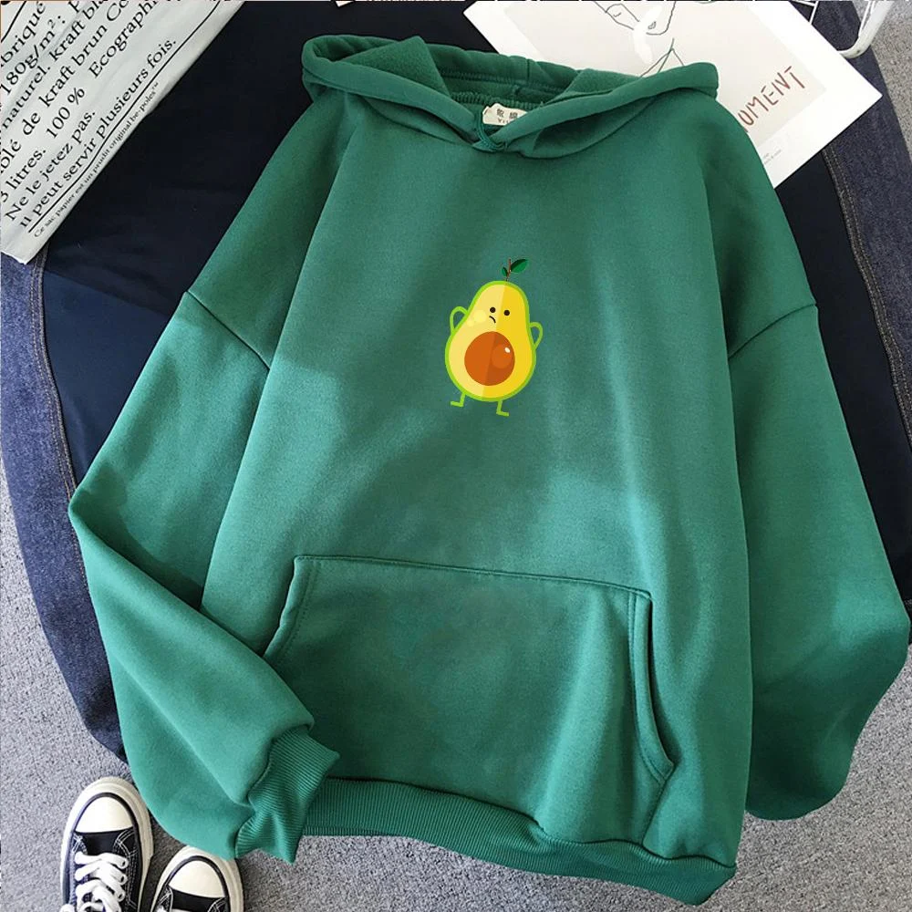 Suéter Abacate Estilo Coreano Estudante Manga Longa Pullover Casual Sem Bolso com Capuz Tops para Casais, perfeito para o dia a dia. — foto 1
