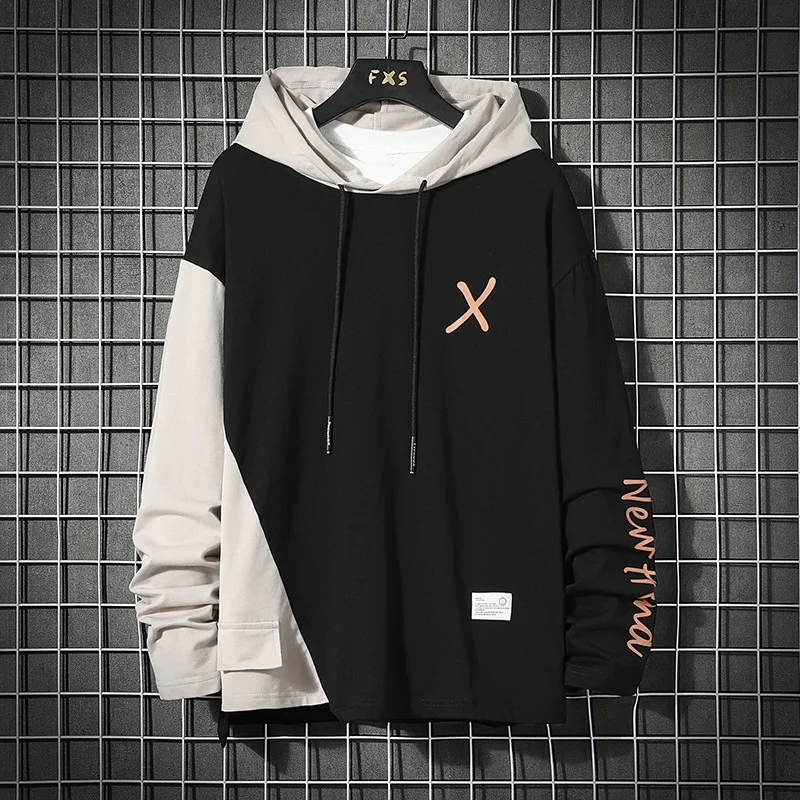 Autumn and Winter New Style Hooded Sweater Jacket for Men, Personality Stitching and Contrast Color, Plus Fat and Plus S — photo 6