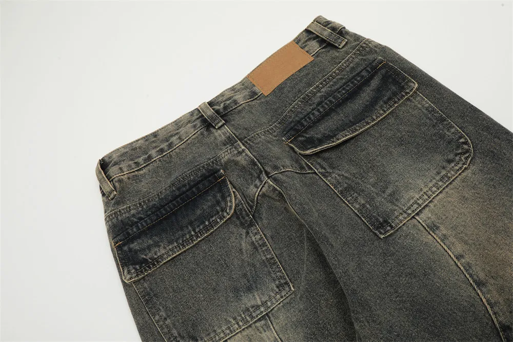 Men's Patchwork Irregular Skinny Jeans Washed, a stylish and modern fit. Comfortable and fashionable, perfect for a uniq — photo 14
