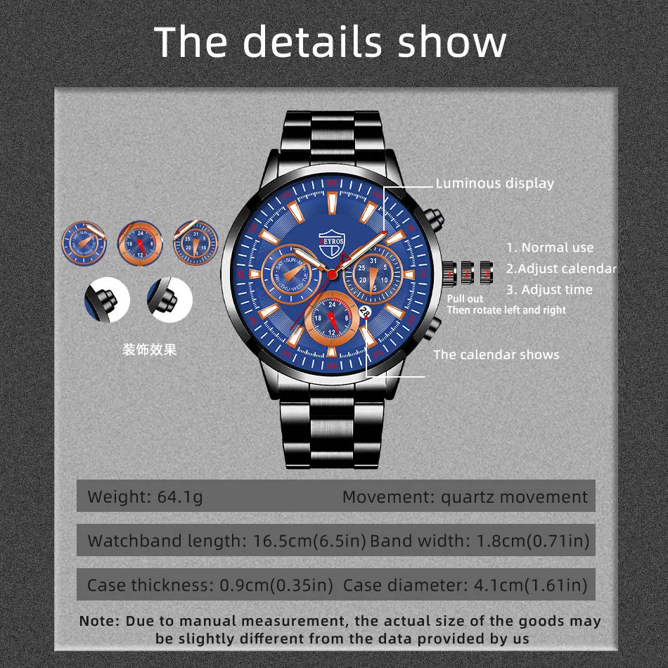 Title 2, Relógio masculino de moda com calendário lumino...