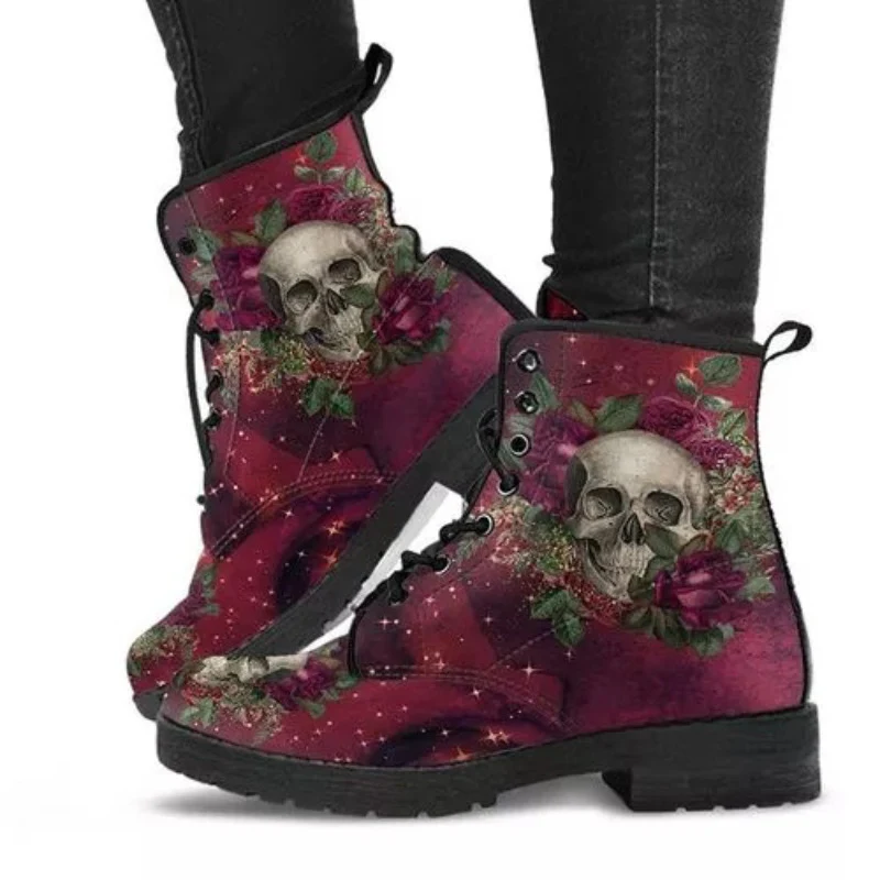 Women's Fashion Simple Printed Leather Tooling Combat Boots, perfect for daily wear and work, durable, stylish, and desi — photo 4