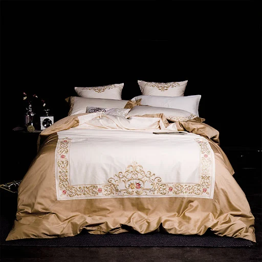 Title 1, Simple solid color bedding with stitching embro...