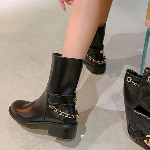 Title 5, Black knee high leather ankle boots for women. ...