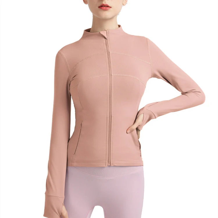 Women's Long-Sleeve Zipper Workout Top with Simple Finger Fit Design for Running and Exercise, Comfortable and Stylish — photo 2