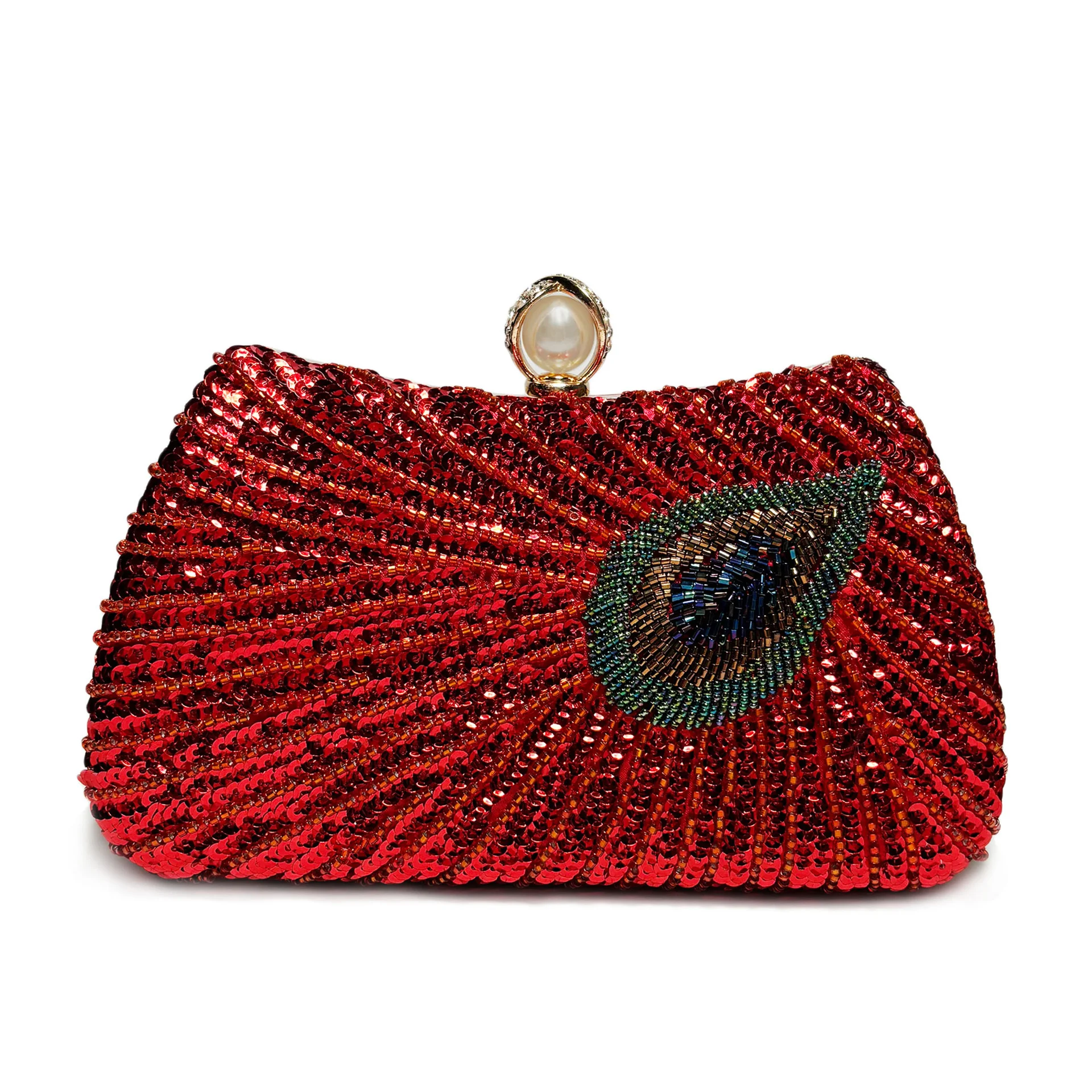 Borsa a tracolla grande capacità con piume di pavone, perle e strass, design crossbody e spalla, elegante e spaziosa, perfetta per te. — foto 7