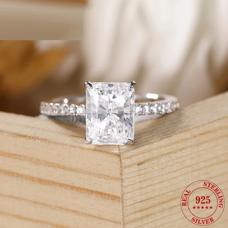 Anel feminino de prata S925 com incrustações de zircônia de 7mm, joia com strass para um visual elegante e radiante. — foto 14